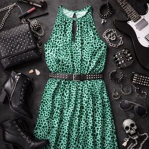 Jennifer Lopez Green Leopard-Print Maxi Dress